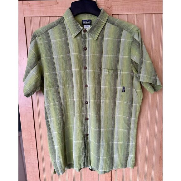 Patagonia Other - Patagonia Shirt Mens Size Medium Plaid Green Organic Cotton Short Sleeve